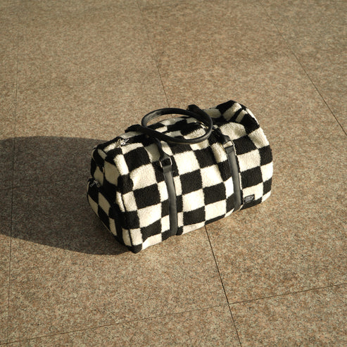 时尚手提包 | 方格纹男女通用纯素皮革周末旅行包