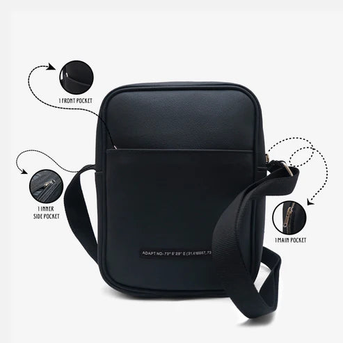 Modish Carry | Borsa da viaggio quotidiana unisex in pelle vegana nera con tracolla